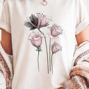 Wildflower Shirt, Minimalist Floral Shirt, Botanical Flower Graphic Tee